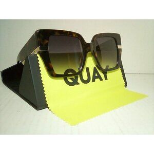 Quay Australia Notorious Square Sunglasses Neutral Tortoise Polarized Lens NWT